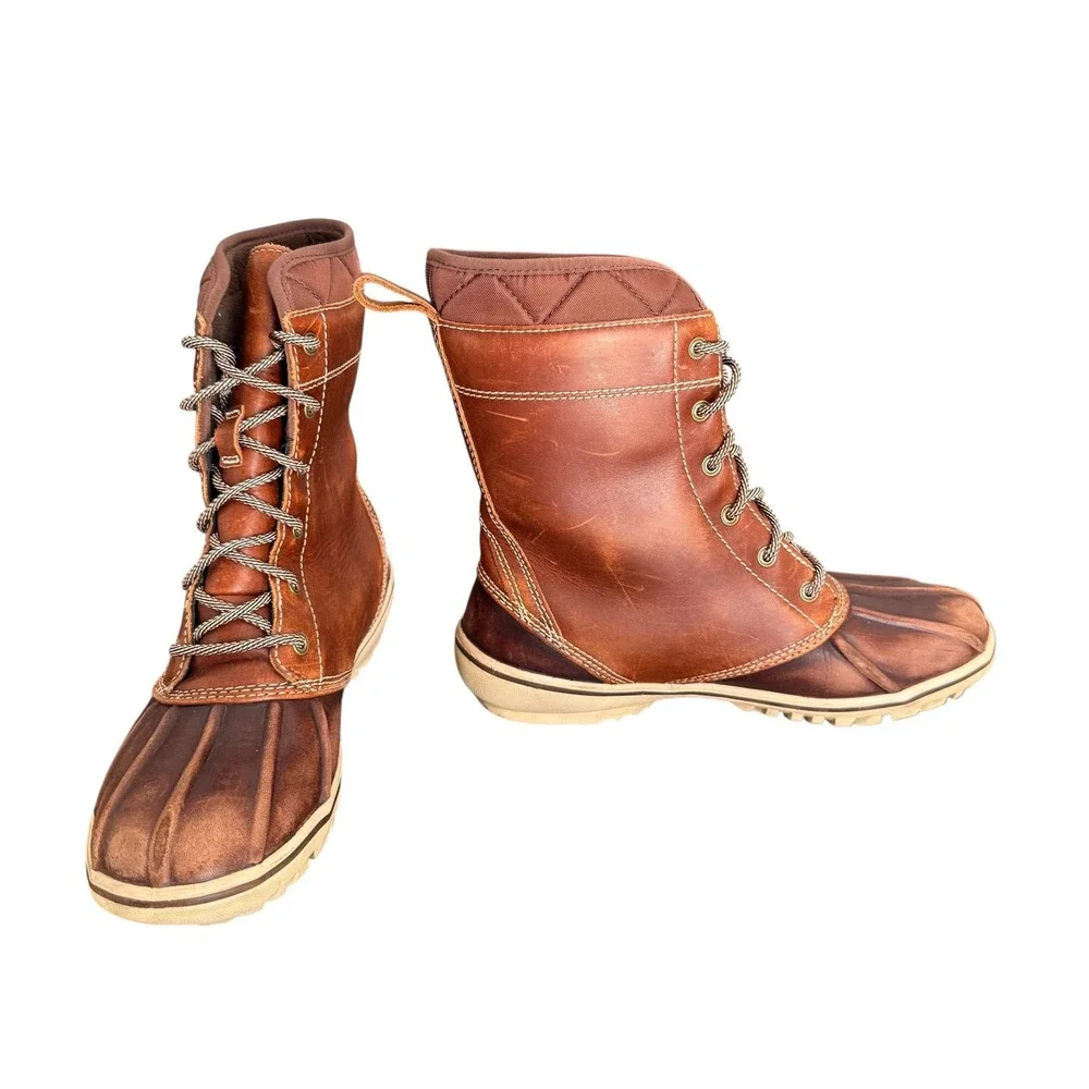 LL‎ Bean Tek 2.5 Leather Duck Boots Brown Waterproof Lace Up Women SiE 7.5